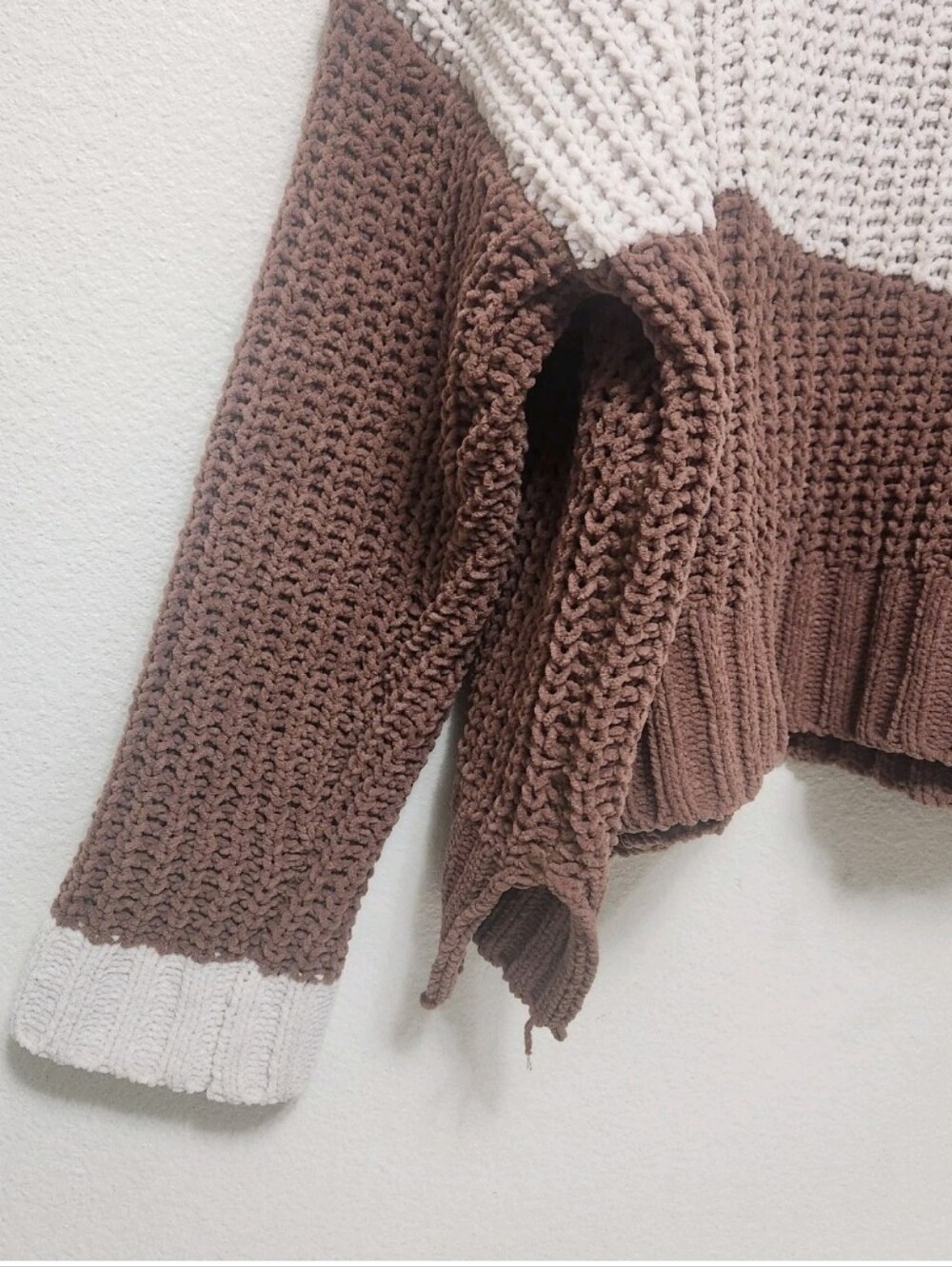 POL Canyon Rose Chenille Sweater L Colorblock Oversized Turtleneck Cozy Winter - Picture 7 of 14
